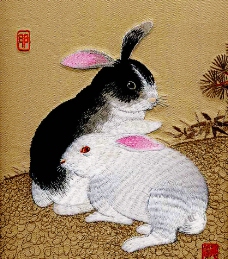 精致12生肖刺绣—-兔图片