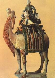 三彩骆驼载乐俑图片