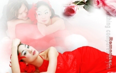 红色PSD婚纱模板图片