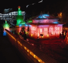 北京夜景北京建筑水上乐园夜景图片