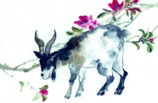 十二生肖羊水墨画图片