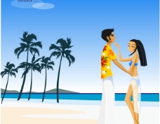 情人岛海滩休闲跳舞的情人图片