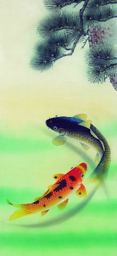 水墨画 金鱼图片